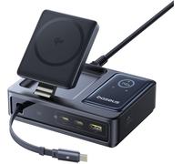 Nomos Câble De Chargement Usb-C 5 En 1 140 W Avec Chargeur Usb-C 15 W Qi2.0 Magsafe - Câble De Charge Type C Einziehbares - 2 Ports Usb-C Et 1 X Usb-A Schlüsse Und Digitale Anzeige Pour Iphone