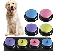 NOMOY 4 Bouton Chien Communication, Bouton Parole Chien, Bouton Parlant enregistrable Buzzer Chien pour Chien，Appuyez pour communiquer, Aidez Votre Chien à Parler (Bleu Clair + Violet + Jaune + Rose)