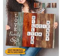 Noms personnalisés - Puzzle de mots croisés de famille créé en un instant - canevas encadrée personnalisée sans affiche murale - Cadeau pour la famille, décoration de la Saint-Valentin, multifonctionn