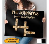 Noms personnalisés - Puzzle de mots croisés familial créé en un instant - Art mural sur canevas encadrée personnalisée sans affiche - Cadeau de Noël pour la famille 12x8IN,18x12POCanevas