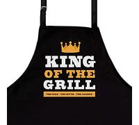 Nomsum Tabliers pour homme | King of The Grill | Tabliers amusants de qualité supérieure | Idéal pour les barbecues, les grillades et la cuisine | Accessoires de barbecue | Tablier de cuisine de chef