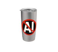 Non à l'opposition des adversaires anti-intelligence artificielle IA Gobelet isotherme en acier inoxydable double paroi