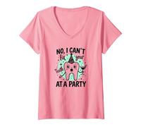 Non, I Can't Fix Your Designth at A Party T-Shirt avec Col en V, Femme, Rose, M