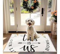 Non-Slip Absorbant Tapis d'accueil avec 'C'est Nous. Notre Vie À LA Maison.' Texte et Daisy Modèle pour la Porte d'entrée, Couloir, Cuisine, Décoration
