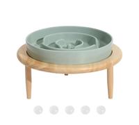 Non Slip Cat Bowl - Raised Kitten Bowls, 20.5x20.5x13.5cm Pet Bowl with Stable Wooden Stand Support, Sturdy Ceramic Cats Feeder, Pets Feeding Bowls, Mealtime Cat Item for Indoor Use