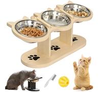 Non-Slip Elevated Pet Feeder with 3 Bowls, Cat Bowls with Stand Tilted, Elevated Cats Bowls, Pet Feeding Station for Dogs & Cats - Ideal for Pets of and Breeds (A)