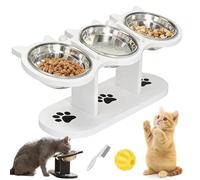 Non-Slip Elevated Pet Feeder with 3 Bowls, Cat Bowls with Stand Tilted, Elevated Cats Bowls, Pet Feeding Station for Dogs & Cats - Ideal for Pets of and Breeds (C)
