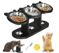 Non-Slip Elevated Pet Feeder with 3 Bowls, Cat Bowls with Stand Tilted, Elevated Cats Bowls, Pet Feeding Station for Dogs & Cats - Ideal for Pets of and Breeds (B)