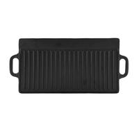 Non-Stick Cast Iron Grill Griddle Pan Ridged and Flat Double Sided Baking Cooking Tray Bakeware