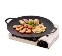 Non-Stick Circular Grill Pan - Iron 11.02in | Cast Iron Griddle Pan | Round Stone Griddle For Kitchen BBQ Camping Cooking