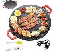 Non-Stick Electric Indoor Grill Pan, Multi-functional Korean Electric Indoor Grill, 11.81-15.75 Smokeless Portable, 5 Adjustable Temperature for Steak Pancake Family Kitchen (36cm/14.17in)