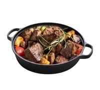 Non Stick Frying Pans - Induction Cast Iron Griddle Pan with Clear Lid | Round Skillet with Heat Insulating Handle | Kitchen Cookware Tool For Pancake Steak Egg Dinner | Multi Purpose Cooking Pan For