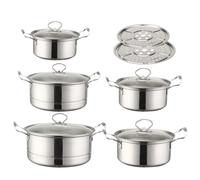 Non Stick Pot Set - Nonstick Sauce Pan Set Professional Cookware Kit | Induction Compatible Stainless Steel Saucepan With Glass Lid | Steaming Vegetables Stewing Soup Preparation For Kitchen Restauran