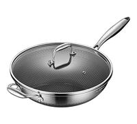Non-Stick Wok 316 Stainless Steel Wok Cooker Gas Stove Special Uncoated Flat Bottom Non-Stick