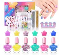 Non Toxic Vernis À Ongles Enfant - Peel Off Vernis Enfant À L'eau Séchage Rapide Vernis Enfant, Avec Séparateurs De Doigts Et Des Autocollants Pour Les Doigts, Kit Cadeau Pour Les Filles À Parti