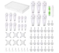Non-trace Crochet de Mur Dur - 64 pièces Image Hangers pour Béton Dur, Crochets Muraux Sans Trace avec Ongles pour suspendre des images, des peintures, des sacs, des parapluies, des horloges (blanc)