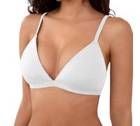 Non-Wired Triangle Bralette Unlined Seamless No Underwire Comfortable Unpadded Everyday Bra, Black, XL(White,S)