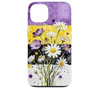 Nonbinary Flowers Enby Pride Flag Colors Floral Watercolor Coque pour iPhone 13