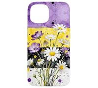Nonbinary Flowers Enby Pride Flag Colors Floral Watercolor Coque pour iPhone 15