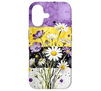 Nonbinary Flowers Enby Pride Flag Colors Floral Watercolor Coque pour iPhone 17