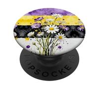 Nonbinary Flowers Enby Pride Flag Colors Floral Watercolor PopSockets PopGrip Adhésif