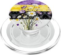 Nonbinary Flowers Enby Pride Flag Colors Floral Watercolor PopSockets PopGrip pour MagSafe