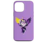 Nonbinary Owl Bird Enby NB Pride Flag Colors Tattoo Style Coque pour iPhone 13 Pro Max
