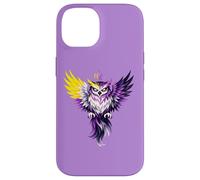 Nonbinary Owl Bird Enby NB Pride Flag Colors Tattoo Style Coque pour iPhone 14