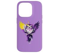 Nonbinary Owl Bird Enby NB Pride Flag Colors Tattoo Style Coque pour iPhone 14 Pro