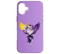 Nonbinary Owl Bird Enby NB Pride Flag Colors Tattoo Style Coque pour iPhone 16 Plus