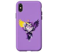 Nonbinary Owl Bird Enby NB Pride Flag Colors Tattoo Style Coque pour iPhone X/XS
