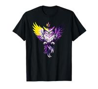 Nonbinary Owl Bird Enby NB Pride Flag Colors Tattoo Style T-Shirt