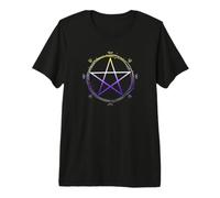 Nonbinary Pentagram Wiccan Pagan NB Enby Pride Flag Pentacle T-Shirt Haut de Gamme