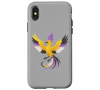 Nonbinary Phoenix Bird Enby Pride Flag Rising From Ashes Coque pour iPhone X/XS