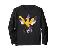 Nonbinary Phoenix Bird Enby Pride Flag Rising From Ashes Manche Longue