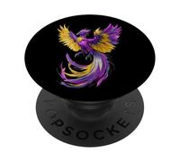 Nonbinary Phoenix Bird Enby Pride Flag Rising From Ashes PopSockets PopGrip Adhésif