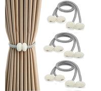 Nonbrand Lot de 6 embrasses magnétiques pour rideau de fenêtre, petite boule de rideau à boucle avec clips pour la maison, le bureau, l’hôtel et la mode (gris)