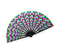 NONDK 1 PCS Éventail Pliable pour Femmes Raves, Multicolore, Fluorescence, Éclairage de Fête, Club, de, Discothèque, Pub, Décoration Freaky.