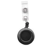 NONDK 1 Pcs Porte Badge Enrouleur Retractable YOYO Clip Bouton Pression ID Carte Cle noir