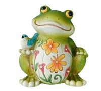 NONDK 1 Pièce de Décoration de Grenouille avec Lumière Solaire, Statue de Jardin en Résine Verte pour Passage, Cour, Pelouse, Patio, Décoration Extérieure pour Pendaison de Crémaillère