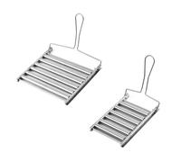 NONDK 2 Pièces BBQ Hot Dog Griller, BBQ Hot Dog Roller, Porte-Serviettes en Acier Inoxydable avec Longue Poignée en Bois, Porte-Serviettes Pliant