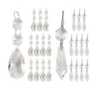 NONDK 24 PièCes Lustre Cristal Prismes Pendentifs Ensemble 38 Mm Clair Larme GlaçOn Lustre Cristaux PièCes Cristaux de Rechange