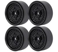 NONDK 4 PièCes SéRies MéTal 1.9 Pouces Beadlock Moyeu de Jante de Roue pour 1/10 Rc Chenille Voiture Axiale Scx10 90046 Trx4 D90, Noir