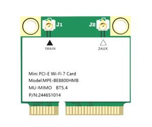 NONDK Adaptateur WiFi 7 Mini-PCIE TRI Band 2,4G / 5G / 6GHz Network Wiless Network Adaptateur de Carte WiFi 7 Mini-PCIE Adaptateur pour Win10 / 11