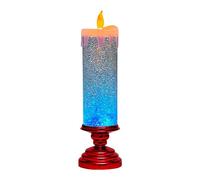 NONDK Bougies de Noël LED à Couleur Changeante, Bougie à avec Paillettes, Sans Flamme, Table de Bureau, Facile à Utiliser, 27,5 X 8 Cm, Rouge