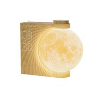 NONDK Cadeau pour Femmes, Filles et Garçons - Réveil pour Enfants avec Lampe de Lune 3D avec Rotation Automatique et 8 Couleurs RVB, Clair de Lune