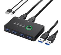 NONDK Commutateur KVM USB pour Clavier Souris Imprimante Mi Box 2Pc Port Partage 4Pcs Hub USB de Périphérique
