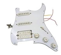 NONDK Du Corps de Guitare ÉLectrique AssembléS de Plaque à Gratter PréCâbléS ChargéS 11 Trous Ssh Blanc