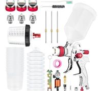 NONDK Ensemble de Pulvérisateur à Air HVLP avec Gobelet à Peinture Jetable 600 Cc, avec Compresseur D'Air, Séparateur Eau/, pour Meubles, Peinture DIY