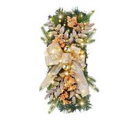 NONDK Guirlande de Pendentifs de Couronne de Noël, Décoration de Noël pour Porte Murale de Vacances avec Lumière LED (Doré)